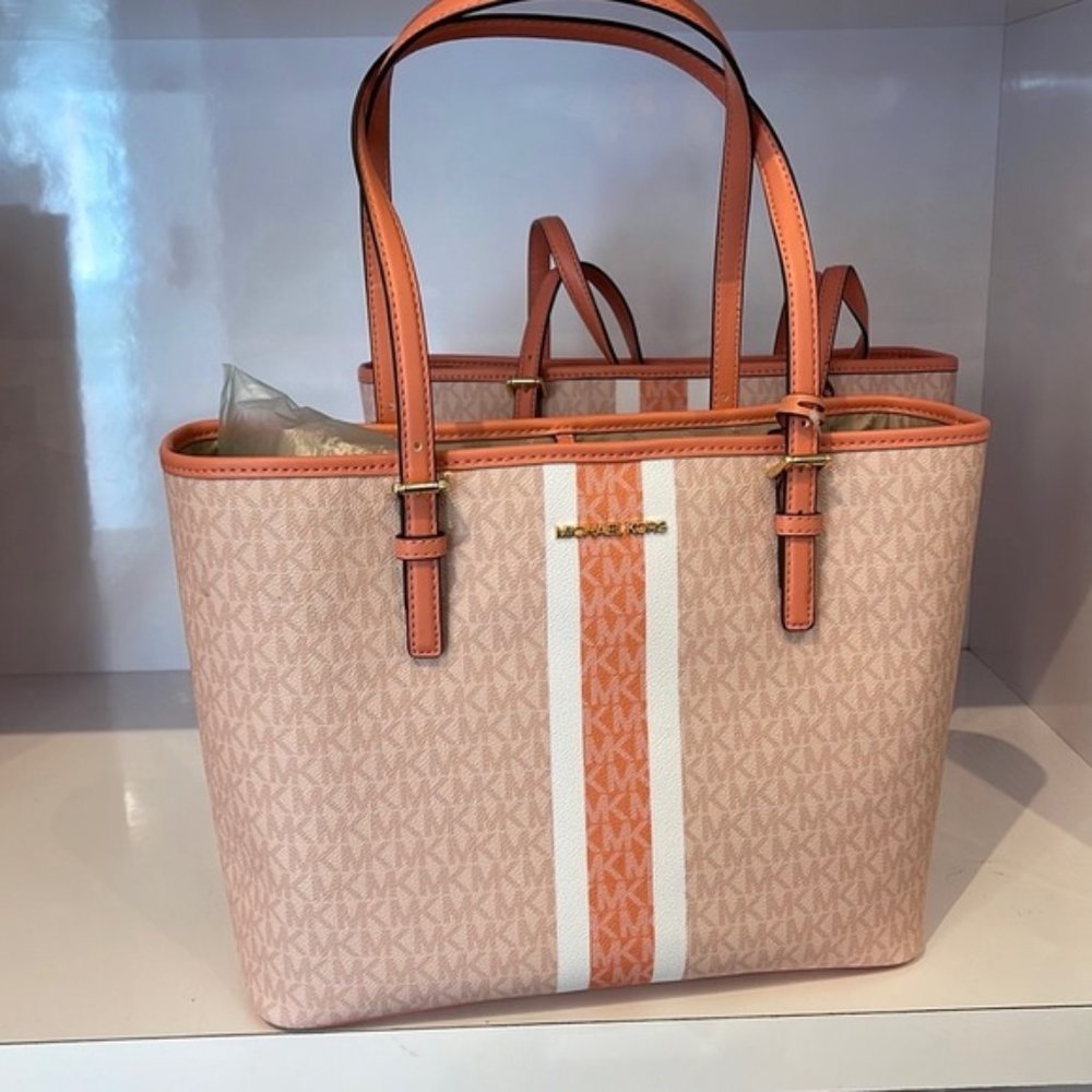 Michael Kors Jet Set Travel Medium Carryall Tote Sherbert Multi - Picture 10 of 16